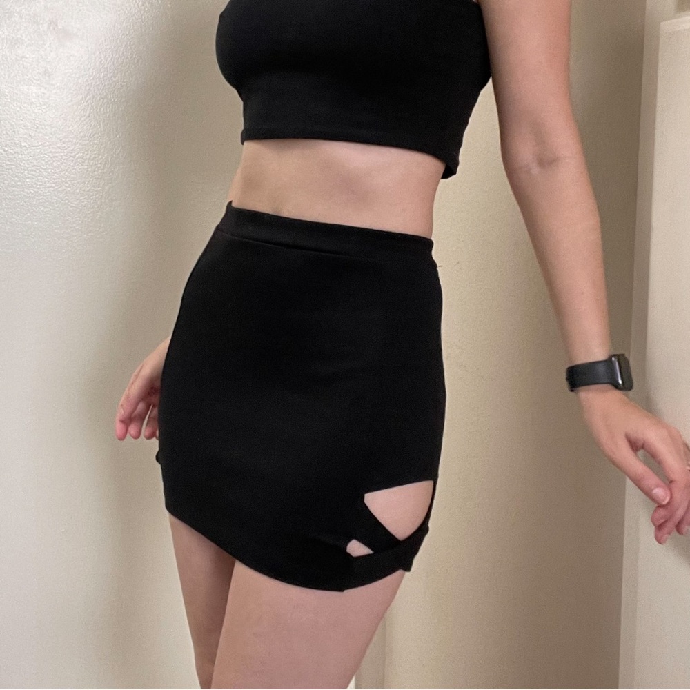 Cutout black body on miniskirt